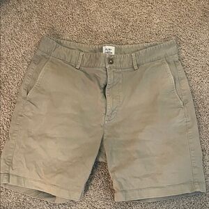 Plain Khaki Men's Flat Front Shorts